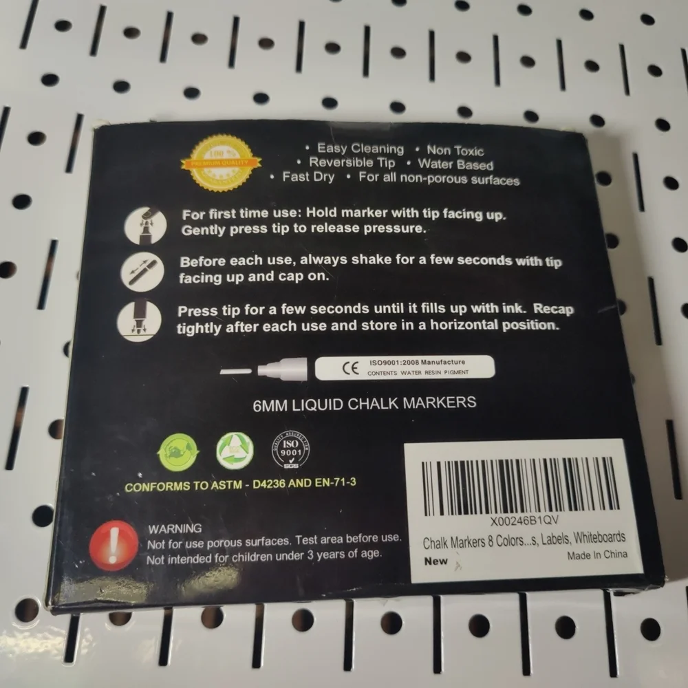 Liquid Chalk Marker Set (8ct, 6mm Reversible Tips) With Labels, Non Toxic